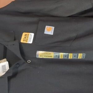 Carhartt XL Regular Black 3 Button Collar Shirt With Contractor Pocket New W Tag